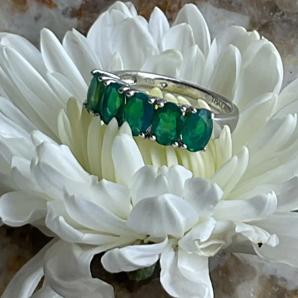 Genuine Ethiopian OPAL STERLING Silver Ring SIZE 6.5 - Picture 4 of 12